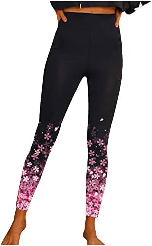 Еластични хеланки со високи половини за жени Цвери од цреша starsвезди Графички салон меки слаби панталони тренингот јога панталони