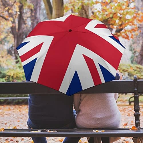 Знаме На Англија Знаме Ветроупорно Патување 3 Пати Автоматски Чадор Компактно Преклопување Рачно Виножито За Дожд Сонце