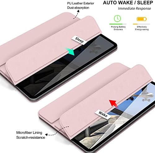 Магнетски случај на Кенке за iPad Air 5 -та/Air 4 -та генерација 2022/2020, Поддршка за моливче за поддршка, автоматско будење/спиење, враќање