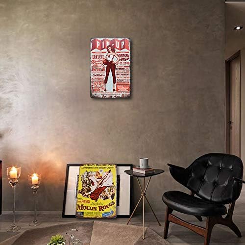 Qumeney 2pcs гроздобер метален калај wallид знак за плакета, секси pinup девојче шема шема wallид декор уметнички знак за кафе -бар