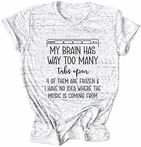 Мојот мозок има премногу јазичиња отворени смешни маички кошула кратки ракави летни врвови за жени
