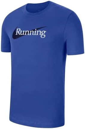 Најк машка „трчање“ лого-лого-фит игра Royal/црна кошула со кратки ракави, Ultimate Runners Burters, Graphic Graphic Overyed на логото