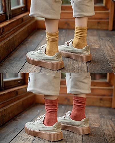 Женски топли чорапи 6 пара термички волна чорапи пријатни зимски чорапи гроздобер обичен екипаж памук дебели чорапи