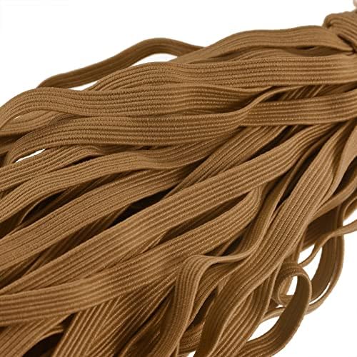 Меканикситиност рамен еластичен кабел за шиење 1/4 инчи 6мм 33 јарди плетејќи тешка лента за кабел за кабел за занаети DIY кафеава