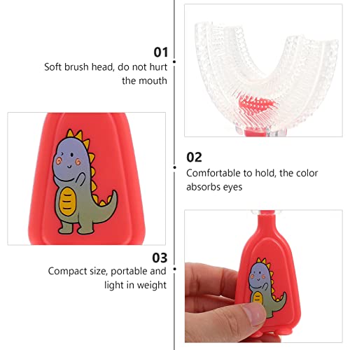 Детска детска рачна четка за заби U во форма: рачни четки за заби Екстра мека диносаурусна шема за деца дете од уста за орално чистење алатка
