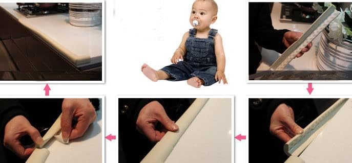 Ренесант 6,5 стапки за бебиња за бебиња Аголки за деца мебел за безбедност на деца 3М лепила пена Детето за заштита од агол на агол за табели, кабинет, камин, скалило