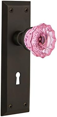 Носталгичен Магацин 723934 Њујорк Плоча Со Клучалка Двојна Кукла Кристално Розова Стаклена Врата Копче Во Нелакиран Месинг