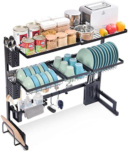 TOOLF над мијалник за мијалник, решетката со голем капацитет за садови, двојник за садови од 2 нивоа, мијалник Организирајте штанд