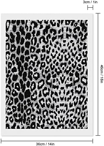 Црно -бело леопард печатење дијамантски комплети за сликање 5D DIY целосна вежба Rhinestone Arts Wallид декор за возрасни 12 x16
