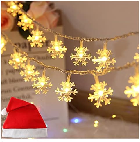 Zhou'anblossom Божиќни снегулки жици светла 20ft 40lights LED AA Battery управувана светлина водоотпорни самовила, бајки, спална соба внатрешна