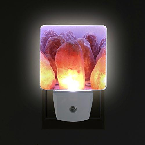 Наинл сет од 2 розови сол кристал со портокалова декоративна ламба автоматски сензор LED самрак до зора ноќен светлосен приклучок