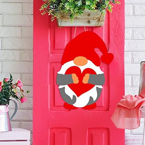 Денот на вљубените Џуџеста Врата Знак Дрвена Врата Кука Денот На Вљубените Тремот Декорација Вештачки Божиќ Венец