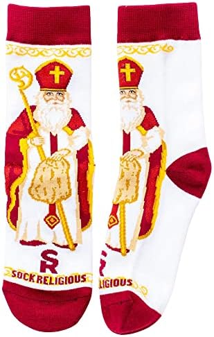 Сок религиозен Свети Никола Црвен и златен полиестер мешаат новински религиозни чорапи, млади