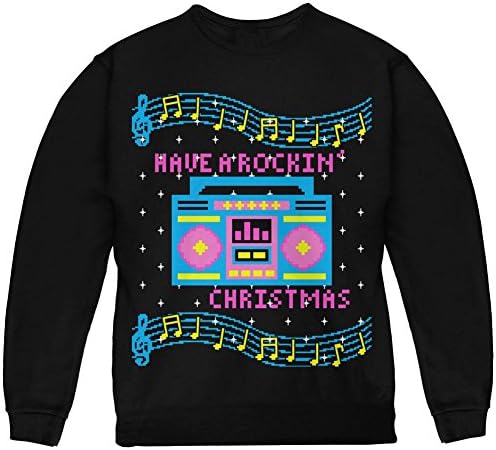 Стара слава ретро -бумбокс музика имаат грда божиќен џемпер за џемпер