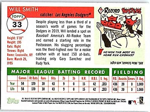 2020 Архиви на Топс 33 Вил Смит Лос Анџелес Доџерс Бејзбол картичка