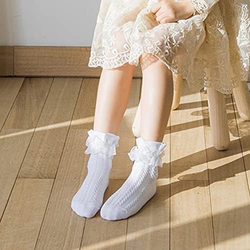 Бебешки мали деца девојки руфле чипка чизми чорапи мрежи за окулење принцеза памук мек фустан со ладен чорапи деца 1-9t