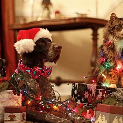 HFDGDFK 1 Поставете јака за Божиќно кучиња црвена елка, памучна ткаенина, кучиња и лак прилагодливи