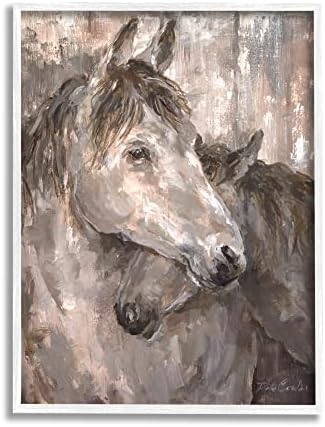 Студената индустрија за рустикални коњи за сликање на коњи портрет Браун Беж, дизајниран од Деби Кулес Бела врамена wallидна уметност, 11 x