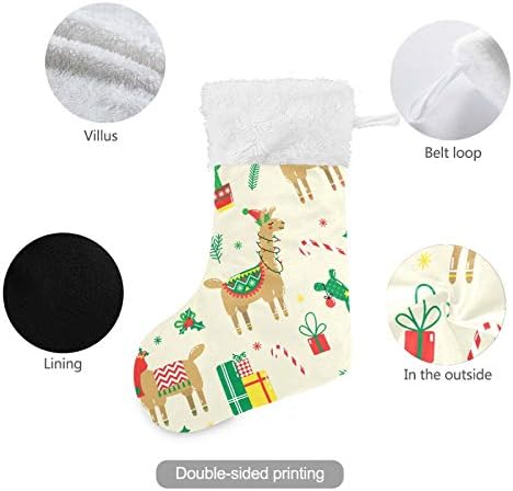 Алаза Божиќни чорапи симпатична Божиќна лама Класик Персонализирани големи декорации за порибување за семејни сезонски празници Декор 1 пакет,