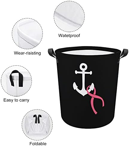 Сидро со лента за карцином на дојка Голема корпа за перење водоотпорна алишта за перење алишта што може да се сруши, организатор