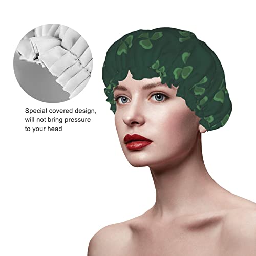 Womenените што можат да се користат затегнати полите, капачето за коса, зелена Свети Патрик Детелина Двојни слоеви водоотпорна капа за
