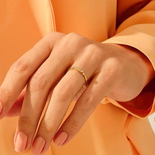 Норма накит 14К цврсто злато минималистички принцеза прстен | Свадбени прстени за жени | Уметнички деко венчален прстен | БАРКИ РИНГ | Гроздобер