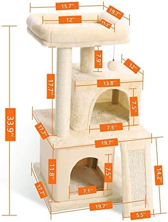 ZLXDP Мачка Маче Гребење Пост Дрво Со Играчка Глувчето Највисоко Ниво Кревет За Релаксирачки Нула Сисал За Играње