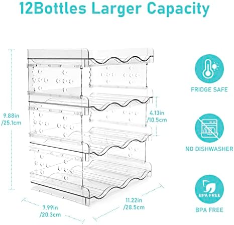 Организатор на шише со вода Meegoo- Пластично решетка за складирање на шишиња за ормани, фрижидери и кујнски countertops- пакет од 4,