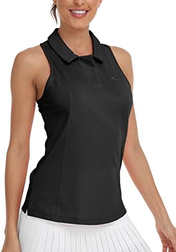 МОФИЗ без ракави голф Поло кошули за жени Брза суво камо лесен UPF 50+ Спортски атлетски резервоари за обичен тенис