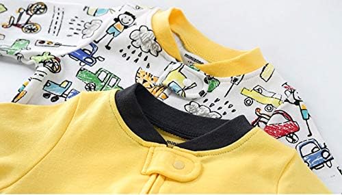 Suyeorli Бебе 2 пакувања без пакувања пижами ромпер памук долг ракав 2 пат патент печатење везови со скок со спиење и игра