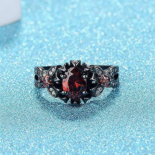 Прстени за ангажман за жени жени црвен циркон венчален прстен накит гроздобер прсти на прсти на прсти додатоци за подароци бохо прстени