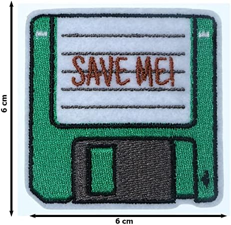 JPT - флопи диск дискови „Save Me“ Симпатична цртана филмска везена апликација железо/шиење на закрпи значка симпатична лого -лепенка на елек