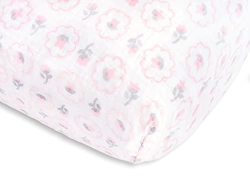 SwaddledEsigns Најмекиот памук муслин вграден кревет за креветчиња/лист за дете за бебе и девојче, пастелни розови пози