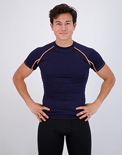 4 Пакет: Маж за кратки ракави за компресија за компресија основен слој подмолна активен атлетски сув вклопување врв