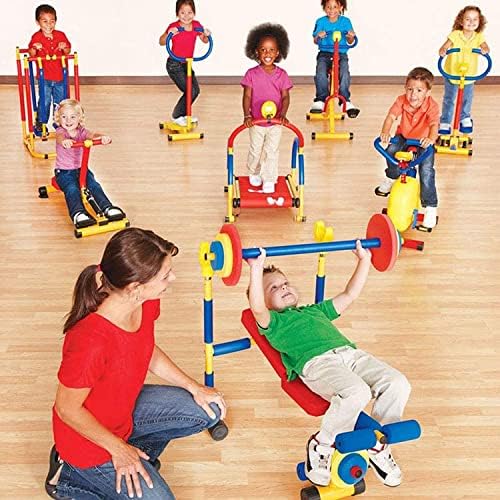 Phasfbj Детска забава и фитнес гира сет, клупа за играчки и печат за нозе, фитнес опрема прилагодлива тренинг со тежина на тежина, опрема