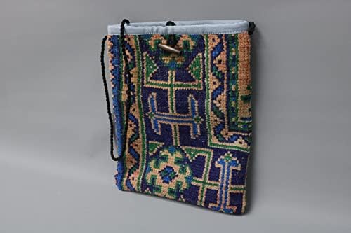 Торба со килим со перница Сарикаја, рачно изработена торба за килим, најдобар подарок за неа, ткаена торба, торба за шминка, 12х14,