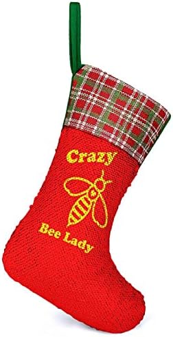 Луда пчела дама продолжена божиќна празничка чорапи Реверзибилна промена на бојата што се менува магичен фонд за Божиќно дрво