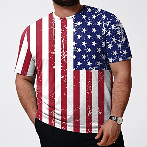 Руируилико патриотски маици за мажи 4 -ти јули Америка знаме лето летен случај со кратки ракави лабави вклопни графички отпечатоци
