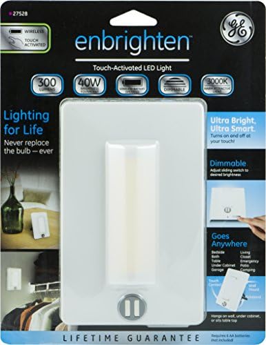 Ge Enbrighten Преносни LED Допир Светлина, 3pc Послужавник, 300 Лумени, 40w Сијалица Еквивалент, Безжични, Затемнети, Бела, 27948