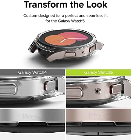 Ringke тенок [анти -жолчен материјал / 2 пакет] Компатибилен со Samsung Galaxy Watch 5 40 mm кутија за минималистичка, но цврста, цврста транспарентна