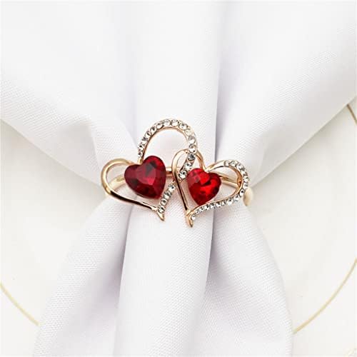 Lmmddp 12pcs/црвена двојна loveубовна салфетка прстен дијамант метална салфетка прстен свадбена забава за салфетка копче за салфетка
