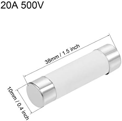 uxcell Керамички Кертриџ Осигурувачи 20a 500V 10x38mm Брз Удар Замена за Стерео Аудио Аларм Засилувач Керамички Осигурувачи 10pcs