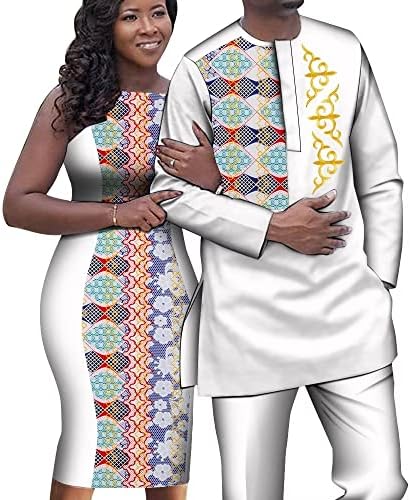 Уунут Африканска Двојка Облекува Жени Фустани Без Ракави И Дашики Машки Кошули И Панталони Комплет Крпеница Љубовник Африканска Облека
