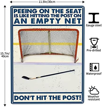 Wzvzgz хокеј мочање на седиштето е како да ја погодите објавата на празна мрежа, не ја погодувајте пост -калај метал знак wallиден