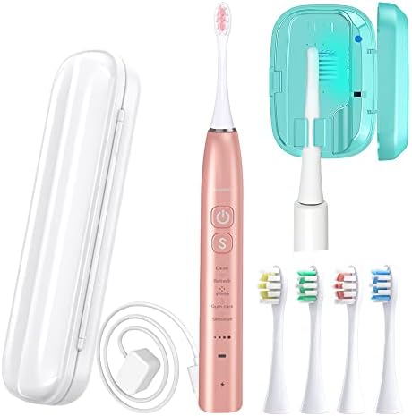 Gonlink Sonic електрична четка за заби за возрасни со санитација за четки за заби и 4 глави за четки за замена и куќиште за четки