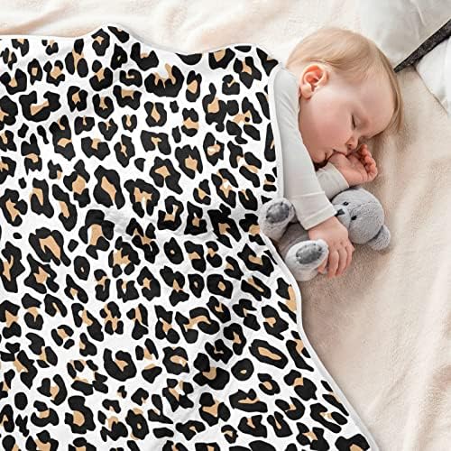 Swaddle Clable Leopard Print Cotton Conte за доенчиња, примање ќебе, лесен меко залепетено ќебе за креветчето, шетач, расадници за ќебиња, 30х40