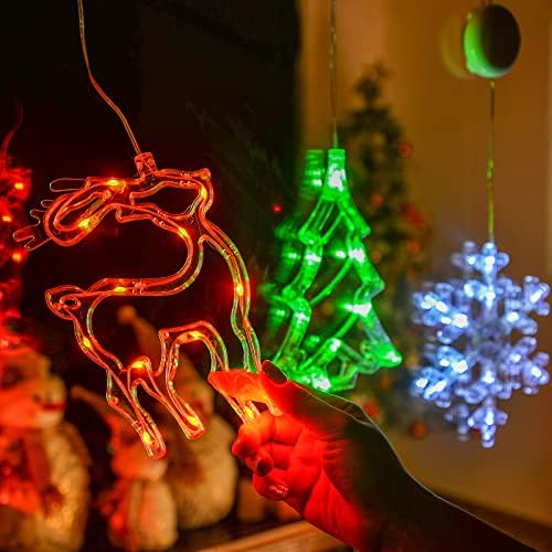 Божиќни украси LOLSTAR, 3 пакувања ирваси за новогодишни новогодишни новогодишни лежишта на Божиќни прозорци со чаша за вшмукување,
