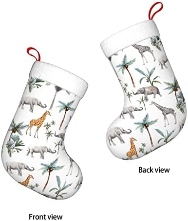Аугенски Божиќни чорапи Акварел жирафа слон двостран камин што виси чорапи