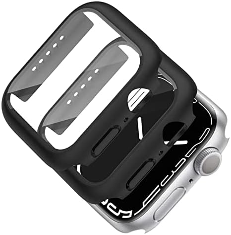 Orzero компатибилен за Apple Watch Series 7 45mm заштитен екран на екранот, целосен компјутерски компјутер+стакло заштитна обвивка отпорен