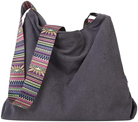 FVOWOH Големи Кеси За Скитници За Жени Торбичка Со Кадифена Торба Со Патент Обични Бохо Торби За Рамо За Црна Торба За Рамо Со Златен